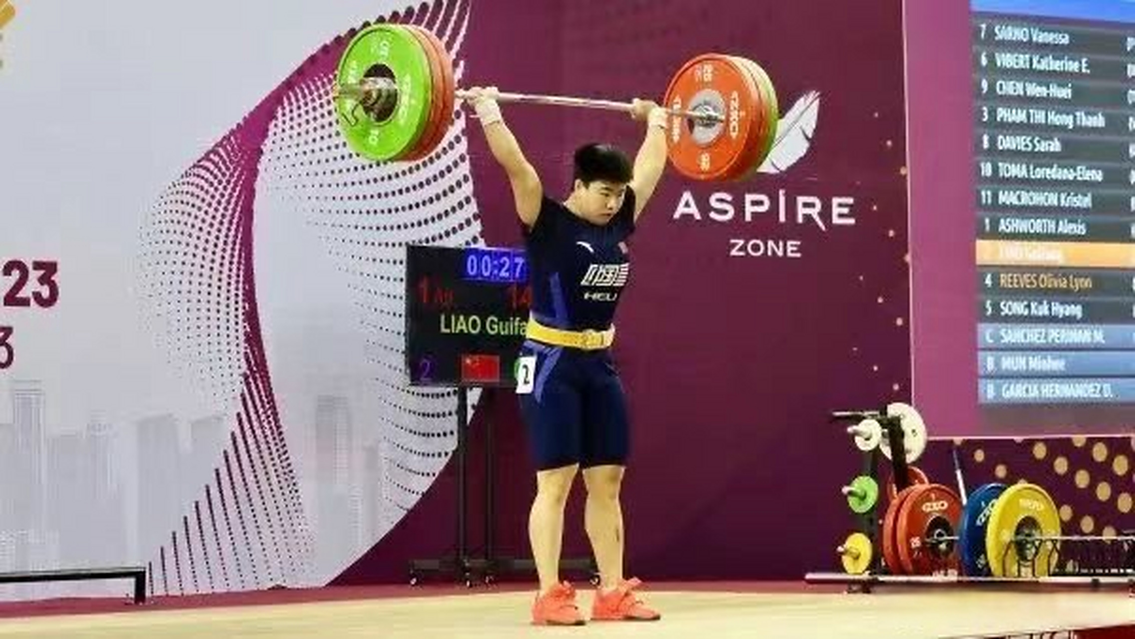 雷速-举重女子71公斤级中国选手稳定发挥，力争金牌